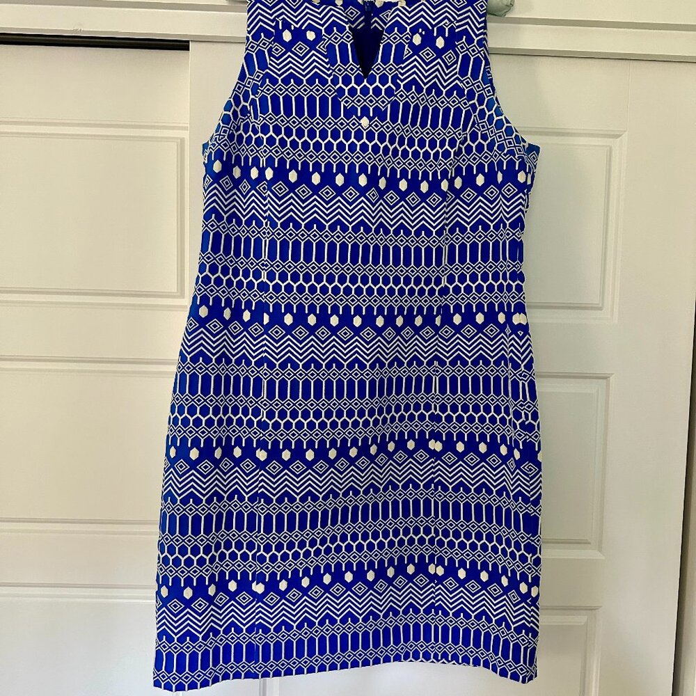 Boden Blue and White Geometric Dress